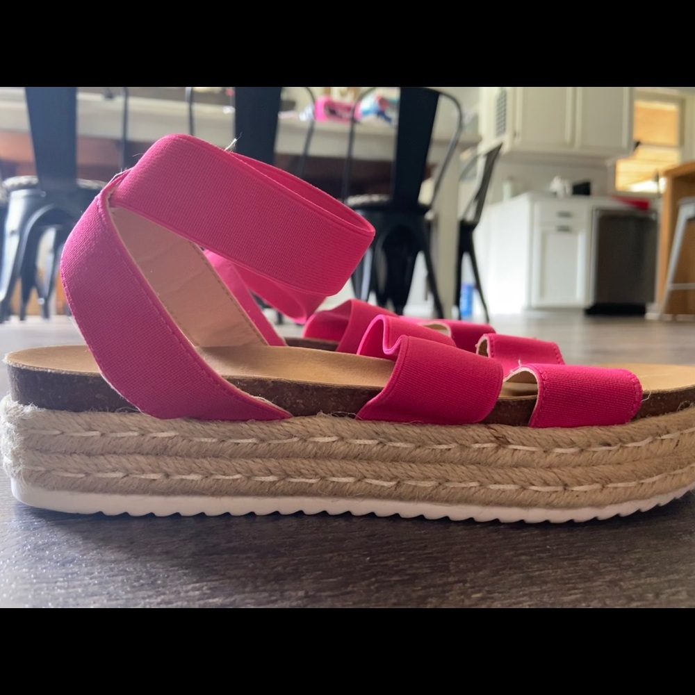 Hot pink platform sandals